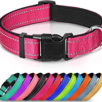HKM-6238653 Adjustable Reflective Nylon Dog Collar for Small to Extra Large Pets - Multiple Color Options Available