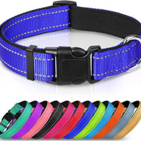 HKM-6238653 Adjustable Reflective Nylon Dog Collar for Small to Extra Large Pets - Multiple Color Options Available