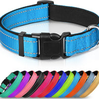 HKM-6238653 Adjustable Reflective Nylon Dog Collar for Small to Extra Large Pets - Multiple Color Options Available