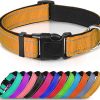 HKM-6238653 Adjustable Reflective Nylon Dog Collar for Small to Extra Large Pets - Multiple Color Options Available