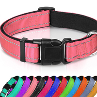 HKM-6238653 Adjustable Reflective Nylon Dog Collar for Small to Extra Large Pets - Multiple Color Options Available