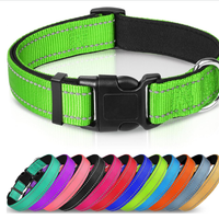HKM-6238653 Adjustable Reflective Nylon Dog Collar for Small to Extra Large Pets - Multiple Color Options Available