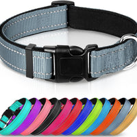 HKM-6238653 Adjustable Reflective Nylon Dog Collar for Small to Extra Large Pets - Multiple Color Options Available