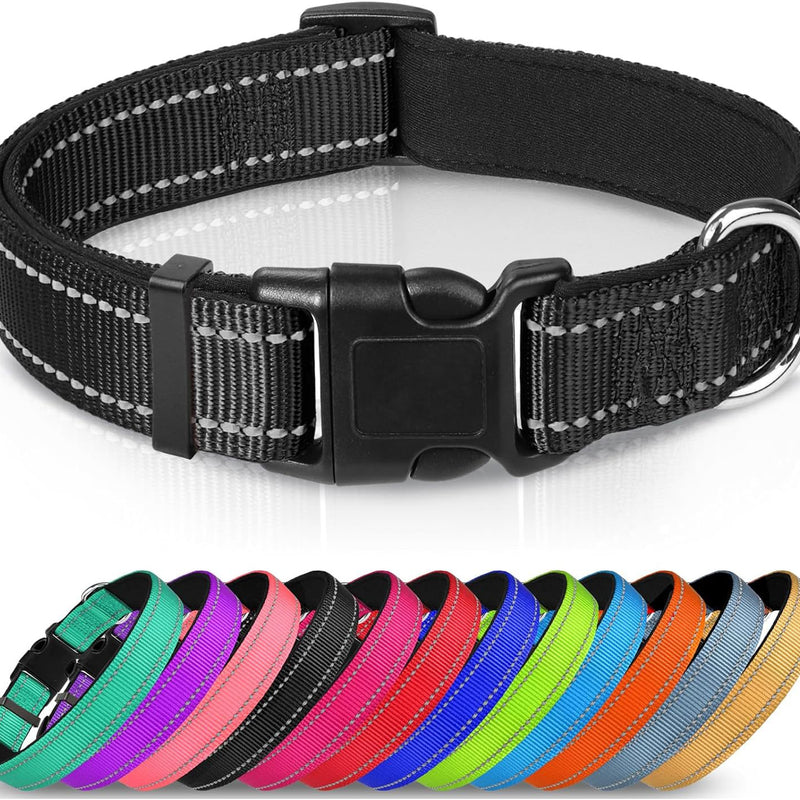 HKM-6238653 Adjustable Reflective Nylon Dog Collar for Small to Extra Large Pets - Multiple Color Options Available