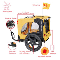 HKM-6238909 Heavy Duty Yellow Foldable Pet Stroller with Bicycle Tow and Weatherproof Canopy for Dogs