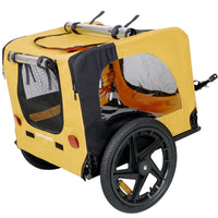 HKM-6238909 Heavy Duty Yellow Foldable Pet Stroller with Bicycle Tow and Weatherproof Canopy for Dogs