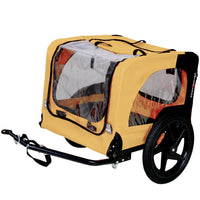 HKM-6238909 Heavy Duty Yellow Foldable Pet Stroller with Bicycle Tow and Weatherproof Canopy for Dogs
