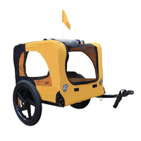 HKM-6238909 Heavy Duty Yellow Foldable Pet Stroller with Bicycle Tow and Weatherproof Canopy for Dogs