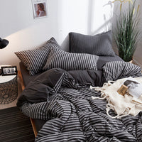 HKM-624019 Striped Cotton 4-Piece Bedding Set for 1.2m to 2.0m Beds