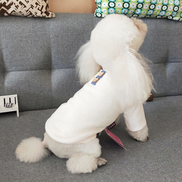HKM-6240445 Comfortable Cotton Striped Dog Sweater in Navy Blue, Lotus Root Pink, and Original White