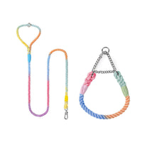 HKM-6242237 Woven Cotton Dog Leash and Collar Set in Various Colors and Sizes