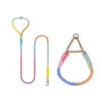 HKM-6242237 Woven Cotton Dog Leash and Collar Set in Various Colors and Sizes