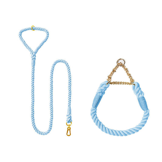 HKM-6242237 Woven Cotton Dog Leash and Collar Set in Various Colors and Sizes