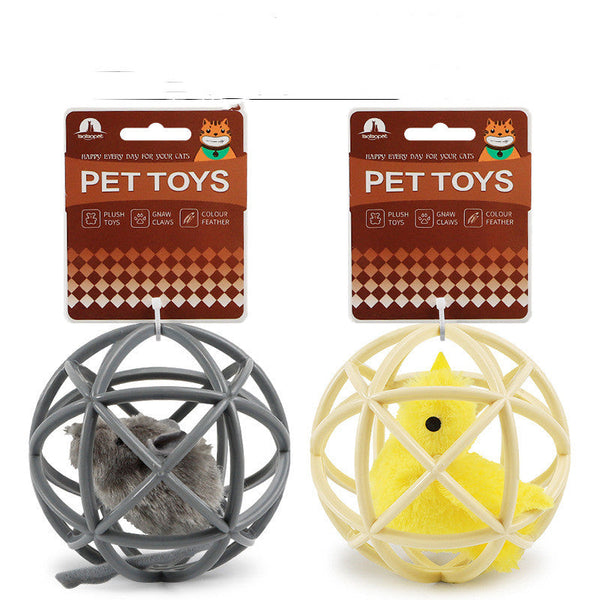 HKM-6243261 Interactive Simulation Sounding Plastic Sepak Takraw Toy for Cats - 10cm