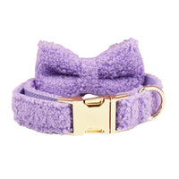 HKM-6243901 Purple Four-Piece Small Dog Accessories Set: Collar, Leash, Bow, and Vest