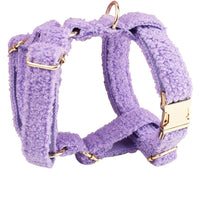 HKM-6243901 Purple Four-Piece Small Dog Accessories Set: Collar, Leash, Bow, and Vest