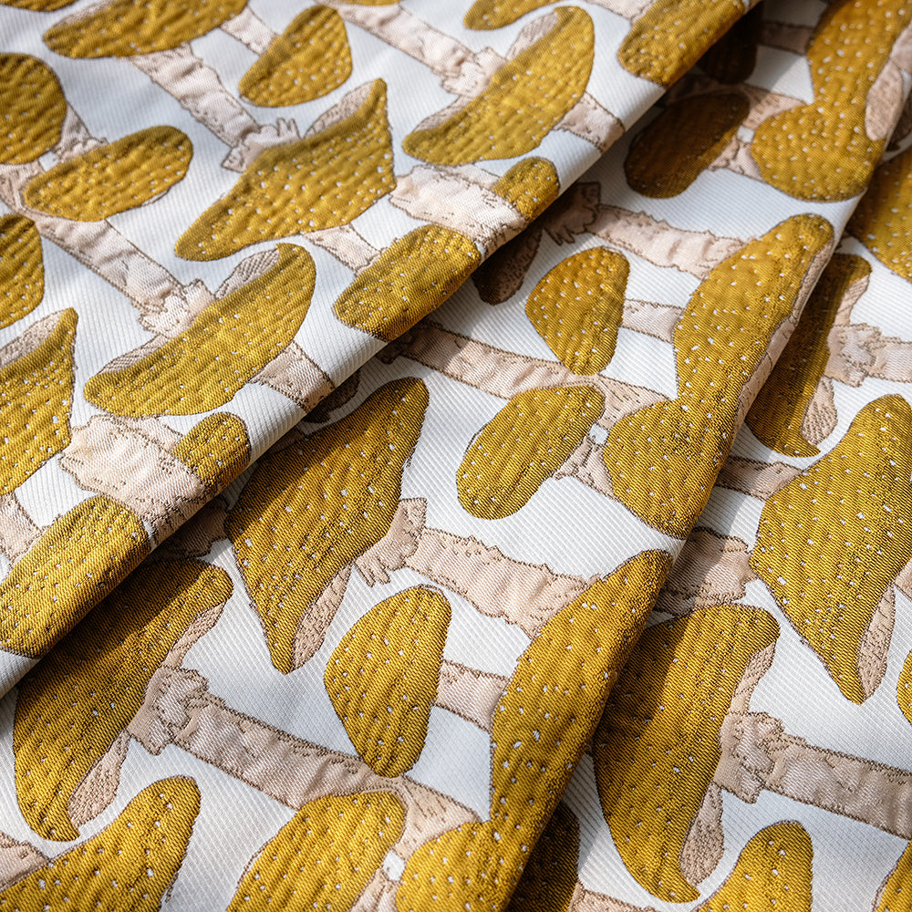 HKM-624531 Cartoon Mushroom Pattern Jacquard Cotton Fabric for DIY Projects - 50cm x 150cm