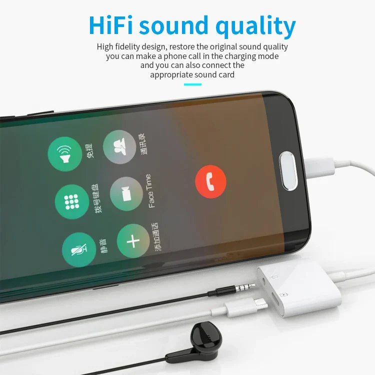 HKM-624595 USB-C to 3.5mm Audio Jack Adapter with Charging Function for Compatible Devices