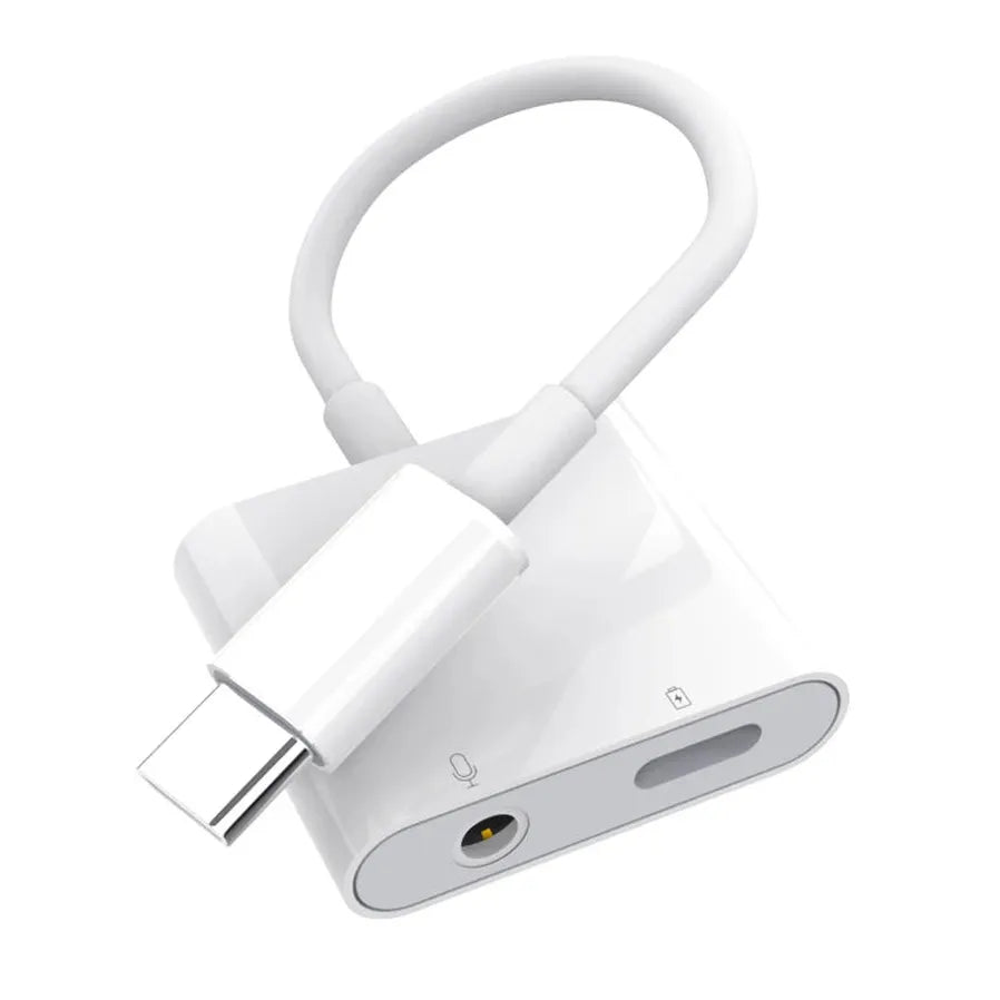 HKM-624595 USB-C to 3.5mm Audio Jack Adapter with Charging Function for Compatible Devices