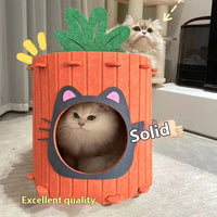 HKM-6246461 Carrot Cat Nest - Semi-Closed Felt Cat Scratch Board with Wear-Resistant Design