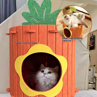 HKM-6246461 Carrot Cat Nest - Semi-Closed Felt Cat Scratch Board with Wear-Resistant Design