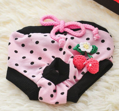 HKM-6246589 Reusable Cotton Dog Diaper Pants for Female Pets - Sizes S-XL