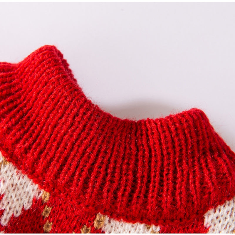 HKM-6246973 Diamond-Patterned Cherry Embroidered Sweater for Small and Medium Dogs and Cats