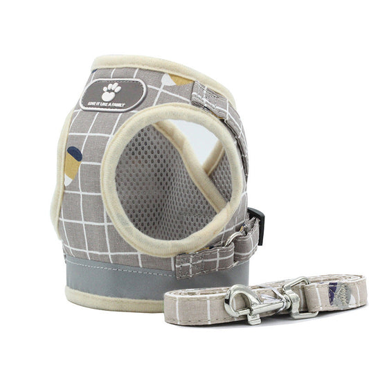 HKM-6247997 Adjustable Cat and Small Dog Vest Style Traction Rope - Outdoor Use, Durable Cloth Material