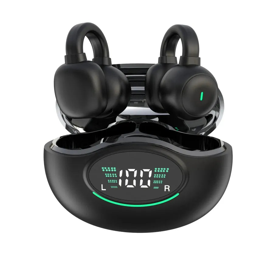 HKM-624851 Wireless Clip-On Sports Earphones with LED Battery Indicator for Comfortable Long-Term Use