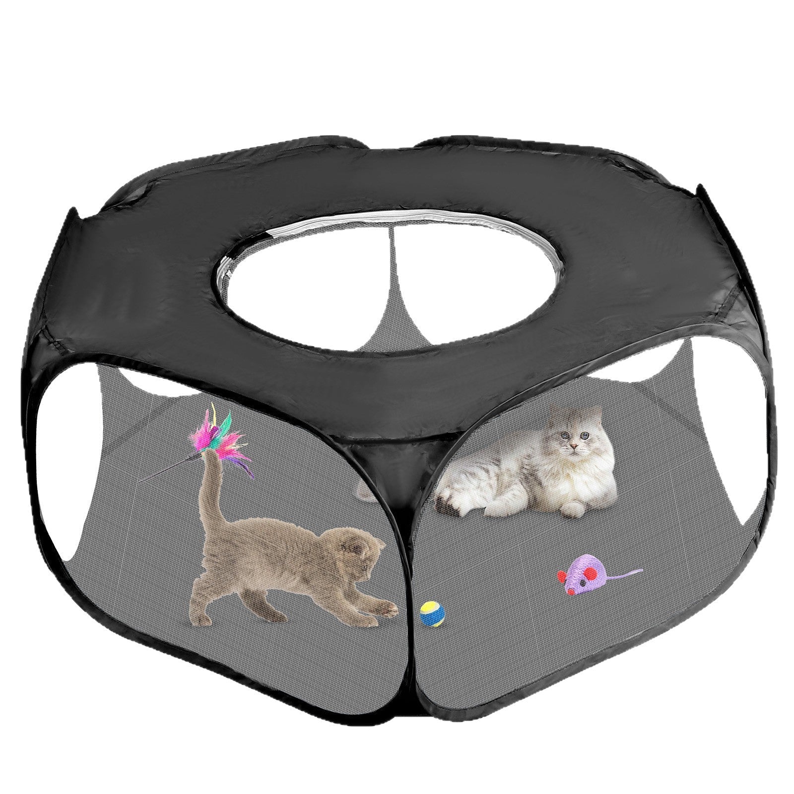 HKM-6249021 Portable Foldable Pet Fence for Indoor and Outdoor Use - Black and Sky Blue