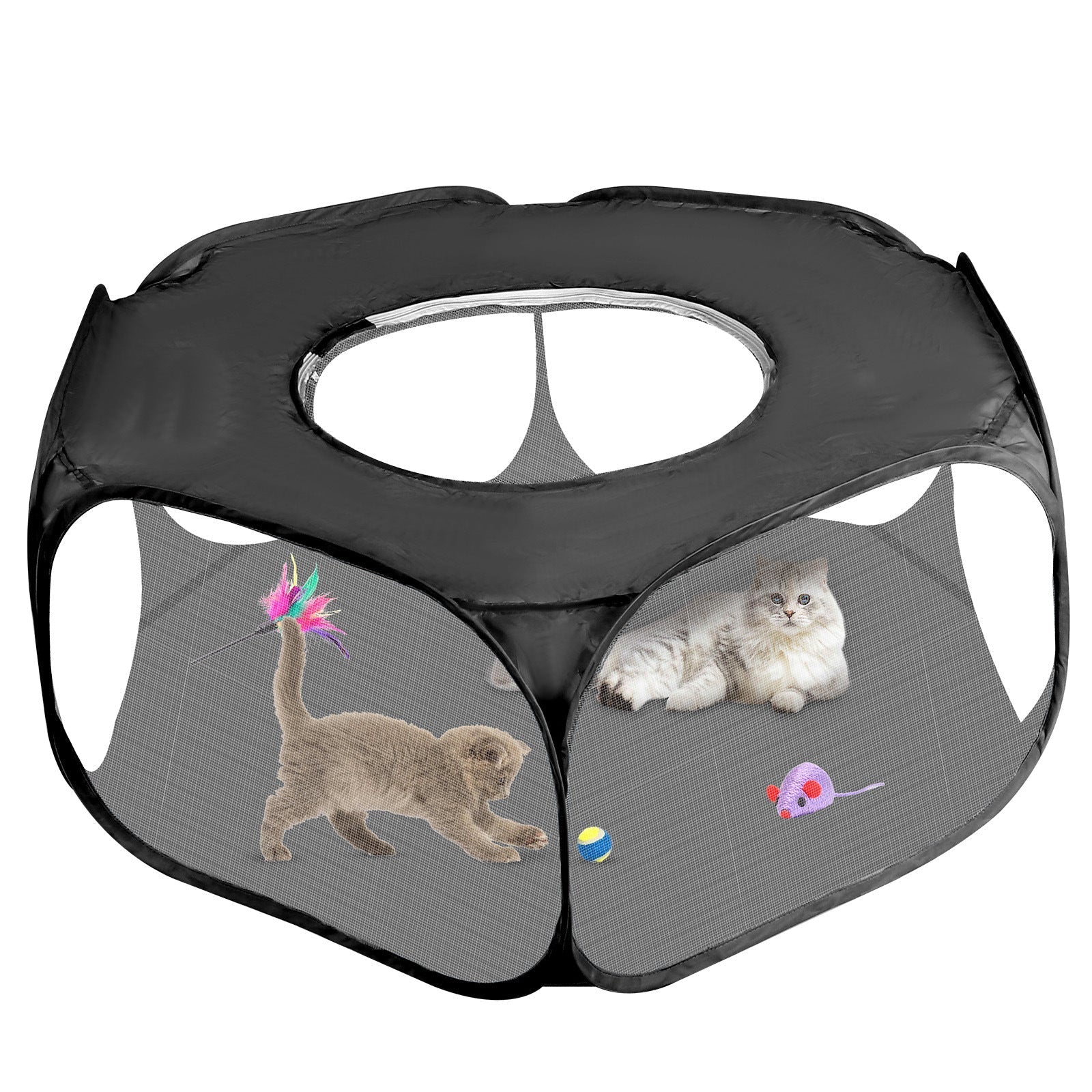 HKM-6249021 Portable Foldable Pet Fence for Indoor and Outdoor Use - Black and Sky Blue