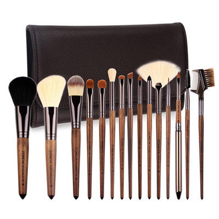 HKM-624915 Nylon Hair Makeup Brush Set with Wooden Handle - 16cm Length