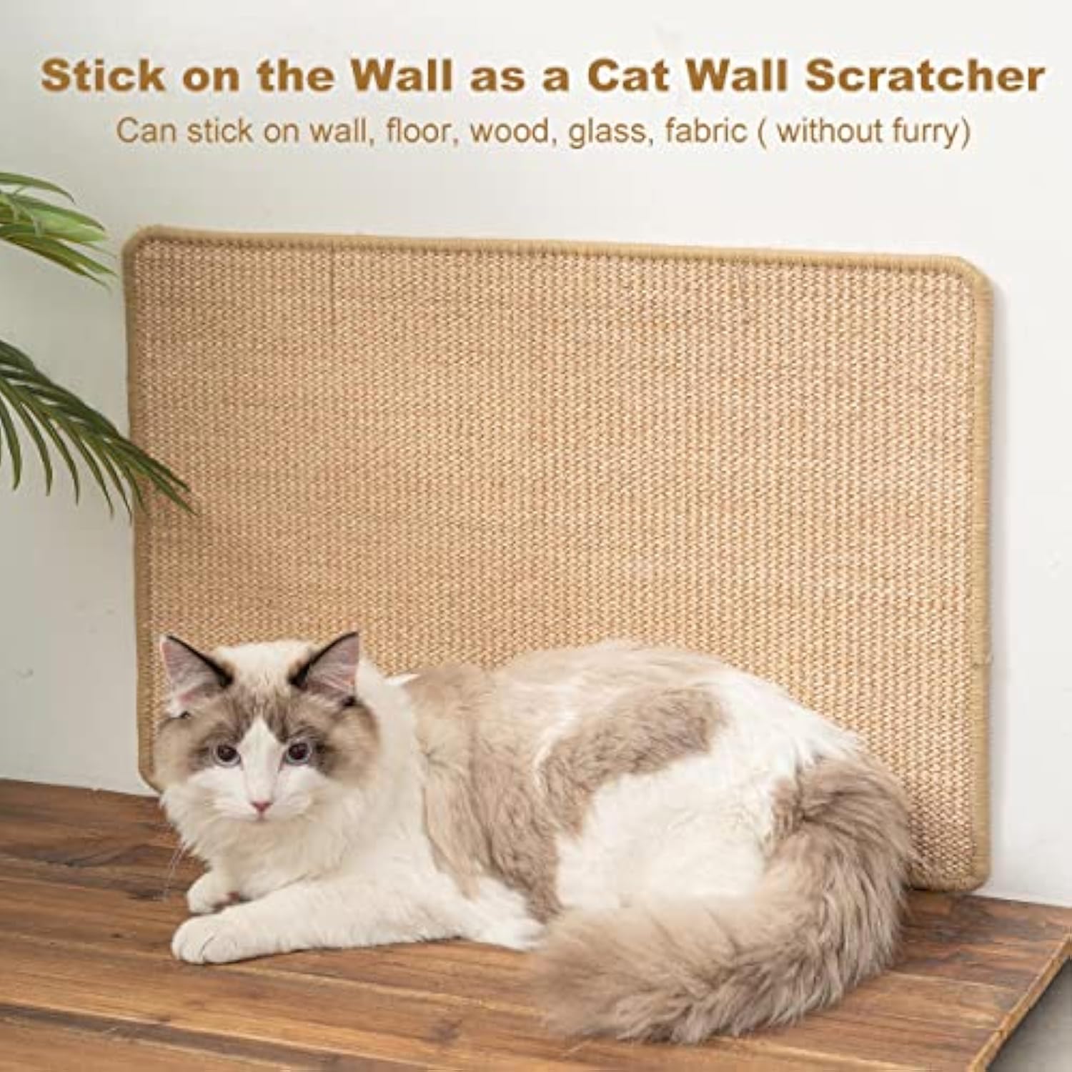 HKM-6249661 Sisal Cat Scratch Pad with Adhesive Hook Tape - Durable Scratching Surface for Indoor Cats