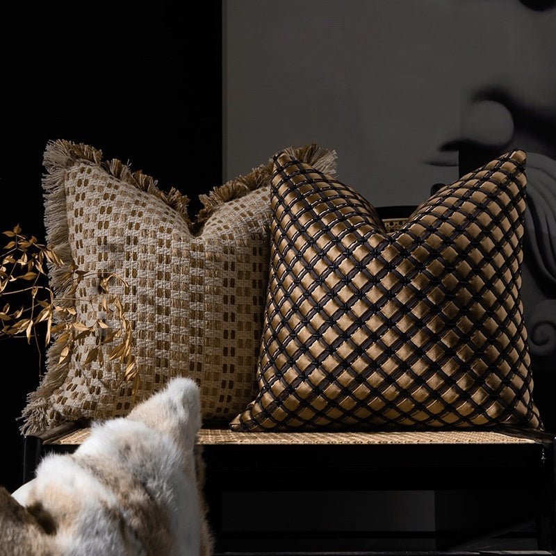 HKM-624979 Vintage Square Woven Throw Pillow with Cushion Cover, 45x45 cm for Living Room Use