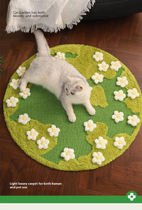 HKM-6250045 Sisal Cat Scratching Pad with Floral Design, 80CM Diameter, Durable & Non-Chip Protection