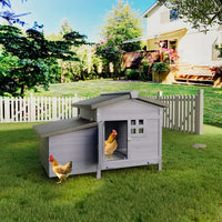 HKM-6250173 Outdoor Wooden Chicken Coop with Asphalt Roof, Predator-Proof Design, Nesting Box, and Easy Access Doors