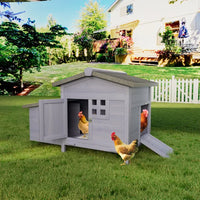 HKM-6250173 Outdoor Wooden Chicken Coop with Asphalt Roof, Predator-Proof Design, Nesting Box, and Easy Access Doors