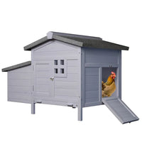 HKM-6250173 Outdoor Wooden Chicken Coop with Asphalt Roof, Predator-Proof Design, Nesting Box, and Easy Access Doors