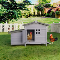 HKM-6250173 Outdoor Wooden Chicken Coop with Asphalt Roof, Predator-Proof Design, Nesting Box, and Easy Access Doors