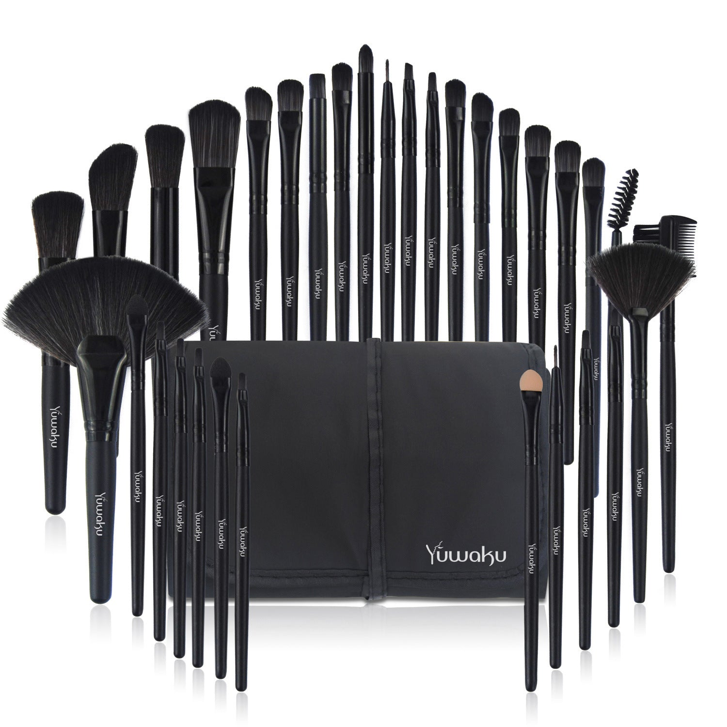 HKM-625107 32-Piece Professional Makeup Brush Set with Portable Wooden Handle and Soft Artificial Fiber Bristles
