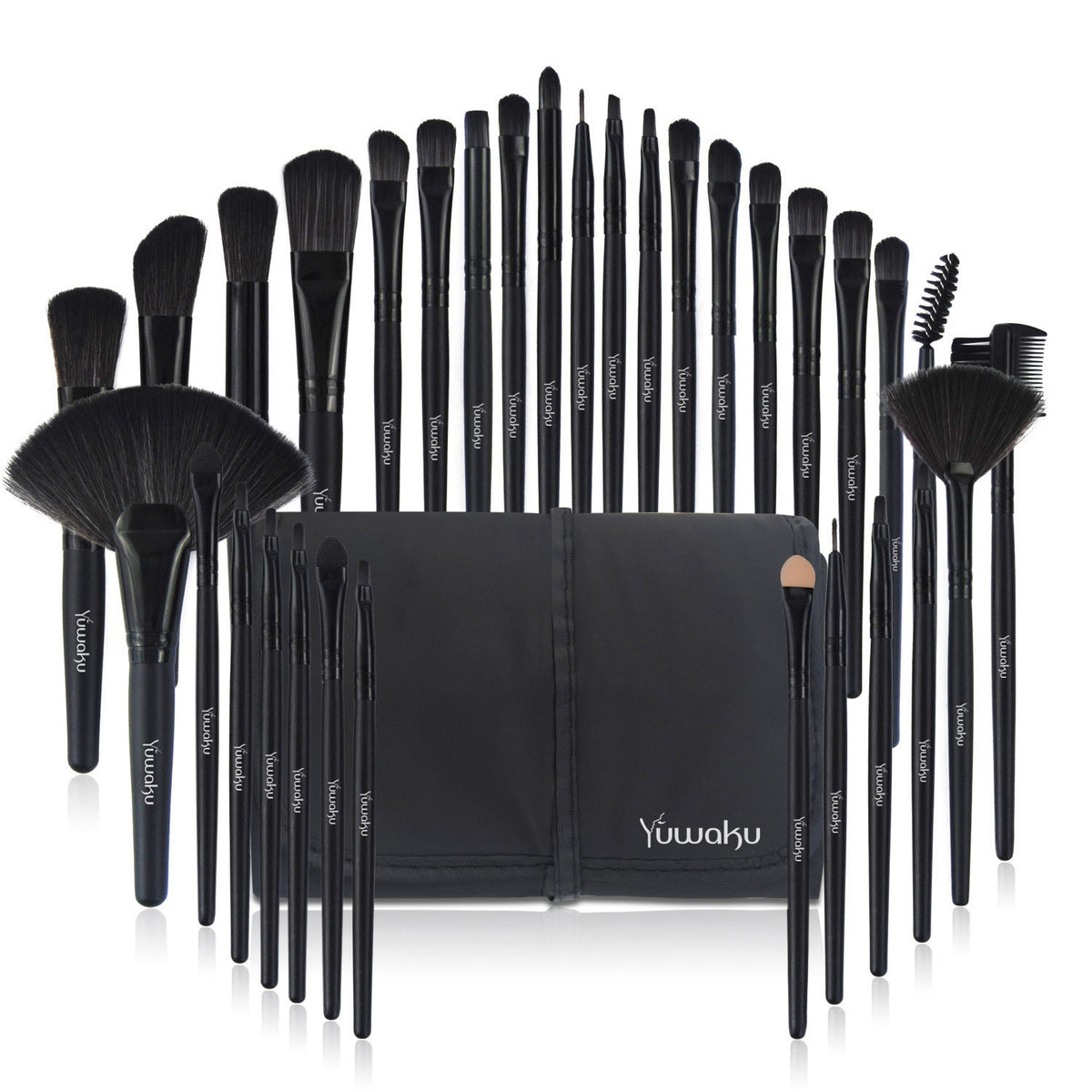 HKM-625107 32-Piece Professional Makeup Brush Set with Portable Wooden Handle and Soft Artificial Fiber Bristles