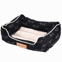 HKM-6252221 Dachshund Print Square Pet Nest with Soft Cotton Cushion for Dogs