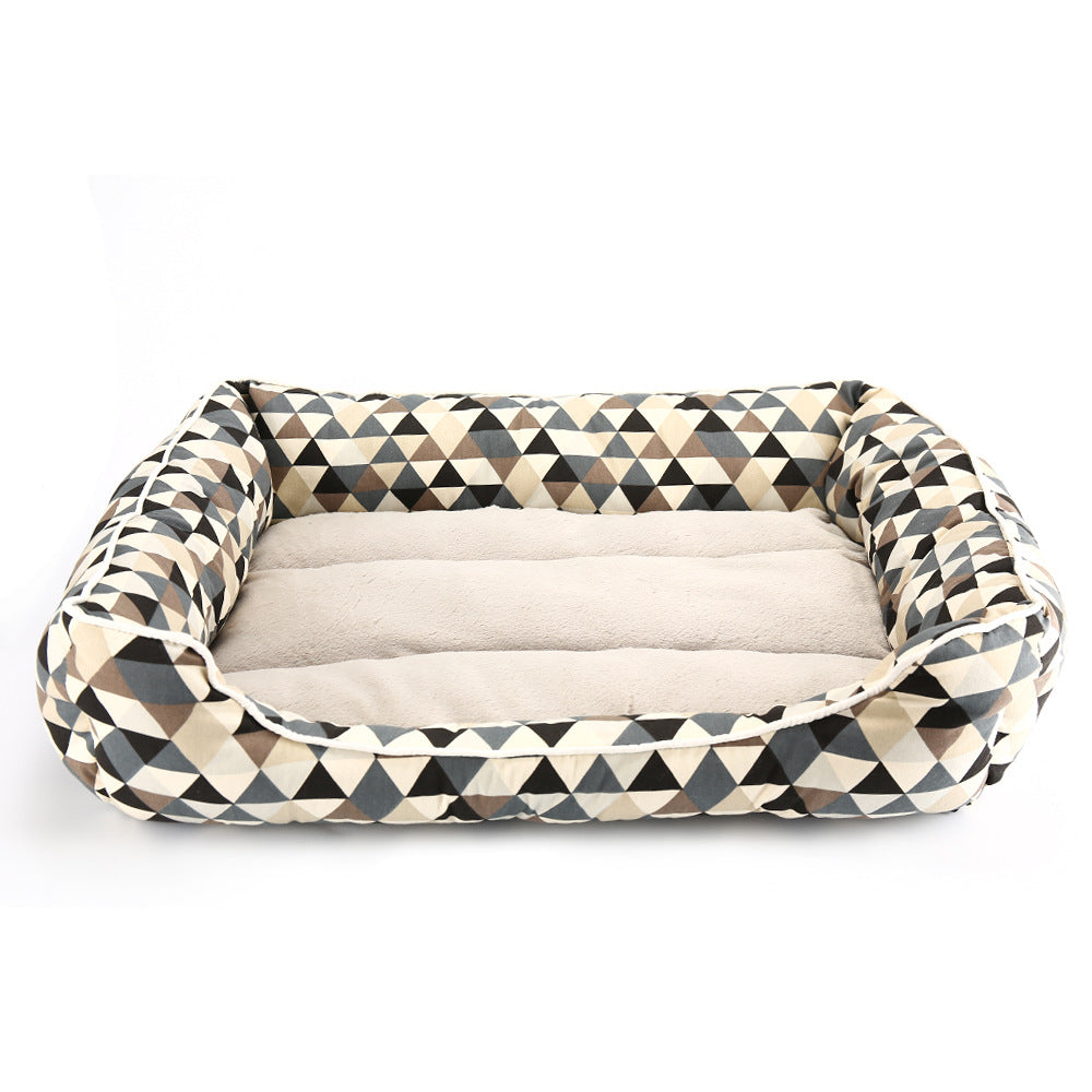 HKM-6252221 Dachshund Print Square Pet Nest with Soft Cotton Cushion for Dogs