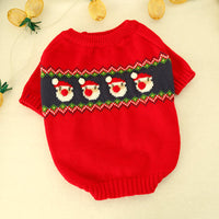 HKM-6252349 Cozy Christmas Dog Sweater in Santa Claus Red and Pearl Milk Tea Colors