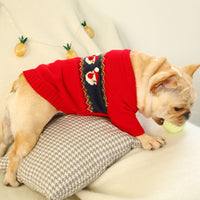 HKM-6252349 Cozy Christmas Dog Sweater in Santa Claus Red and Pearl Milk Tea Colors