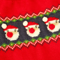 HKM-6252349 Cozy Christmas Dog Sweater in Santa Claus Red and Pearl Milk Tea Colors