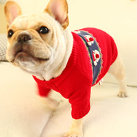 HKM-6252349 Cozy Christmas Dog Sweater in Santa Claus Red and Pearl Milk Tea Colors