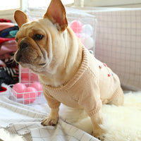 HKM-6252349 Cozy Christmas Dog Sweater in Santa Claus Red and Pearl Milk Tea Colors