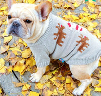 HKM-6252349 Cozy Christmas Dog Sweater in Santa Claus Red and Pearl Milk Tea Colors
