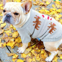 HKM-6252349 Cozy Christmas Dog Sweater in Santa Claus Red and Pearl Milk Tea Colors